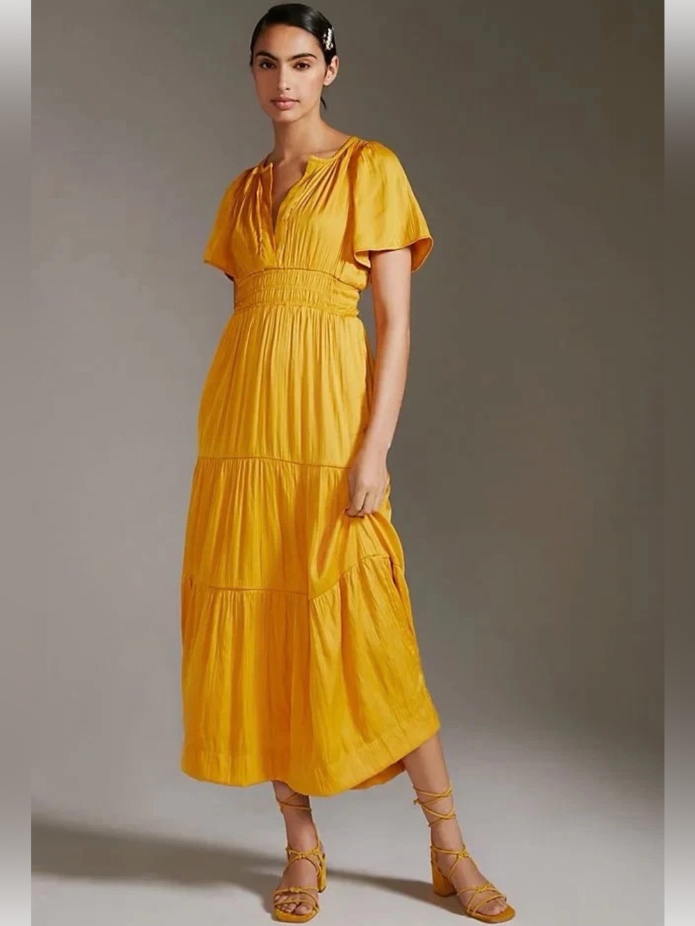 Anthropologie Somerset Marigold V-Neck Maxi Dress XL